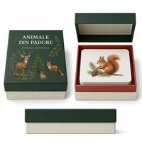 Cartes Flash Personnalisées Animaux de la Forêt Bilingues Roumanien-Anglais 350 g/m² Mat Laminé Éducatives pour Enfants