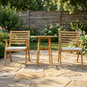 Offre Spéciale : Ensemble de Salon de Jardin 3 Pièces en Bois Massif, Durable, Écologique, Design Minimaliste, Idéal pour Terrasse et Jardin Compact - Product Image 2