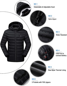 새로운 남여 공용 21 존 가열 재킷 겨울 재킷 경량 열 분리 후드 코트 가열 전원 재킷 배터리 포함 없음 - Product Image 4