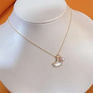 Collar de Perlas de Agua Dulce de Alta Calidad de Zhizhen Jewelry, Concha de Mariposa Blanca Natural, Hojas de Ginkgo, Diamante Exquisito - Product Image 1
