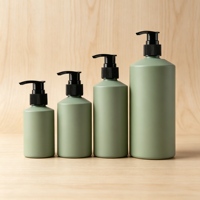 Ensemble de bouteilles en plastique PET rechargeables avec pompe, vert et noir, avec logo personnalisé, pour gel douche, shampoing, lotion, 100-500 ml