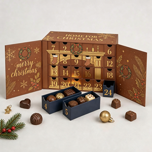 Calendario de Adviento Navideño de Doble Puerta al por Mayor - 24 Cajones Magnéticos, Embalaje de Cartón Rígido, Materiales Reciclados Personalizados, Grabado en Relieve - Product Image 1