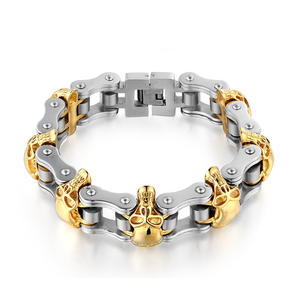 Pulsera de Acero de Titanio con Diseño de Bicicleta <span class=keywords><strong>Fantasma</strong></span>, Nueva Pulsera de Acero de Titanio con Diseño de Esqueleto de <span class=keywords><strong>Locomotora</strong></span> para Hombre, Gran Venta - Product Image 3