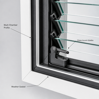 Fenêtre à persiennes en verre avec cadre en aluminium à ventilation réglable, design moderne pour hôtel et appartement