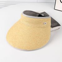 Sombrero de visera de paja para mujer, ala ancha, plegable, verano, protección UV, gorra de playa, sombreros plegables