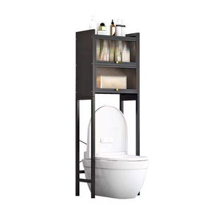 خزانة تخزين عملية عالية الجودة فوق المرحاض بطبقتين، منظم حمام معدني موفر للمساحة لتخزين مستلزمات الحمام - Product Image 1