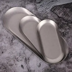 Hot Seller Fruit Cake Jewelry Serving Trays Stainless Steel Decorative Oval Serving Plates Snack Dish For Hotel Restaurant