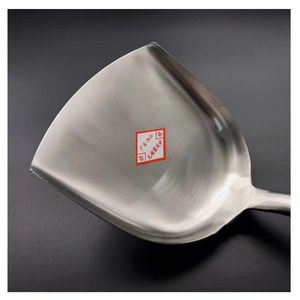 Espátula extendida, wok de chef de acero inoxidable con mango de madera, mango largo, estilo clásico, engrosado para uso doméstico en la cocina. - Product Image 2