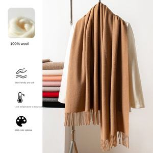 Sciarpa da donna <span class=keywords><strong>25</strong></span> in lana 100% lunga e allargata in tinta unita traspirante ad asciugatura rapida di lusso autunno inverno spesso scialle grandi e calde - Product Image 2