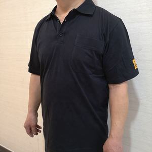 ملابس السلامة المضادة للكهرباء الساكنة OEM باللون الأسود، قميص بولو/تي شيرت مصنوع من 96% قطن و4% أسلاك موصلة - Product Image 2