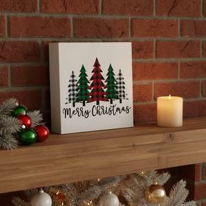 Divertidos Árboles de Navidad, Arte Rústico en Madera, Letrero de Madera con la Frase 'Feliz Navidad' para Decoración del Hogar, Decoración de Estantes y Escritorios para Navidad - Product Image 3