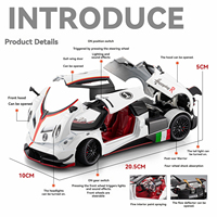Coches de juguete de metal a escala 1:24, modelo de aleación Pagani Huayr versión de carreras, puertas que se abren, coche de juguete de metal para coleccionar y decorar.
