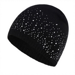 Bonnet tricoté uni brillant avec boutons décoratifs, doux et extensible, motif lettres/caractères, chaud pour l'extérieur, chapeau de plage - Product Image 2