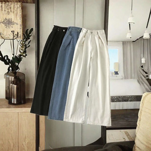 Taille haute Baggy Streetwear Denim jean respirant Style Vintage pour les filles mamans foncé lavé jambes larges <span class=keywords><strong>pantalon</strong></span> pour l'été tous les jours - Product Image 3