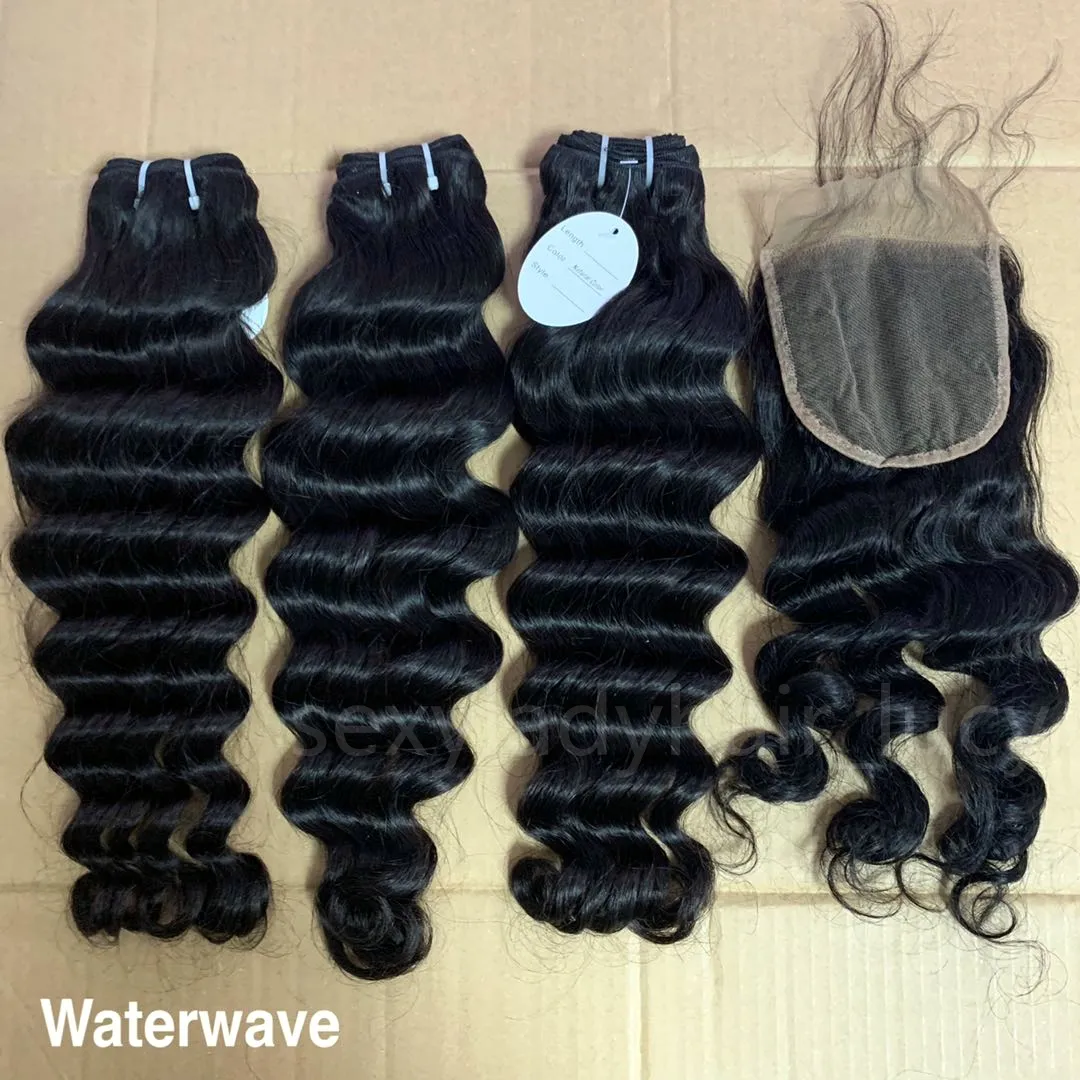 SEXYLADY hair seller 12a grado vergine capelli grezzi umani bundle con chiusura, capelli brasiliani tesse per le donne