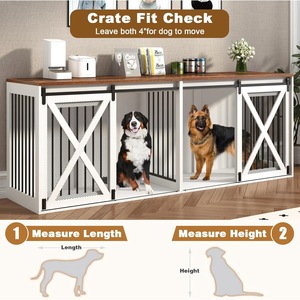 Jaula para perros estilo rústico americano con tubos verticales reforzados para evitar que los masticen; caseta multifuncional para perros para la sala de estar con - Product Image 3