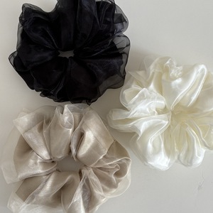 Chouchous élégants en organza double couche couleur unie, accessoires capillaires en maille de haute qualité pour usage quotidien pour femmes - Product Image 3