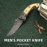 Couteau de poche de chasse pliant Portable en acier damas de qualité industrielle de haute qualité pour hommes OEM manche en bois personnalisable usine de cadeaux
