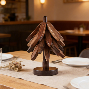 Christmas Tripod Thermal Insulation <strong>Pads</strong> Foldable Tree Shaped Wooden <strong>Cup</strong> Coaster Set Heat-Resistant Anti-Scald Home <strong>Cup</strong> Holder - Product Image 1