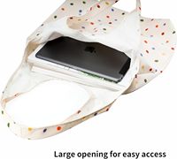 Tas Tote Kanvas Polkadot Tanpa Struktur Desain Lipat Tali Bahu Kapasitas Besar Kantong Dalam Tanpa Penutup Untuk Belanja