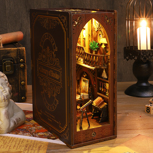 CAYI Minicity Bibliothèque en miniature 3D, puzzle en bois 3D, kit de maison miniature, puzzle 3D, kit de bricolage, kit de bricolage pour bibliothèque en miniature - Product Image 1