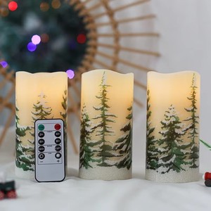 Bougie pilier <span class=keywords><strong>LED</strong></span> à piles, effet flamme 3D, en cire <span class=keywords><strong>de</strong></span> paraffine, écologique, télécommandée, <span class=keywords><strong>pour</strong></span> la décoration intérieure et les mariages - Product Image 2