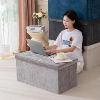 Ottoman de rangement moderne et élégant en chenille pliable pour le salon ou la chambre à coucher