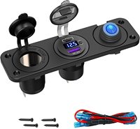 Cargador de Coche 3 en 1 de 12v para Montaje en Panel, Impermeable, con QC3.0+PD, Encendedor de Cigarrillos y Interruptor