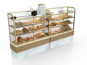 Customized Wood and Metal Bakery Store Display Racks <b>Cabinet</b> <b>Shelf</b> with Advertisement Board for Bread Display - Product Image 3