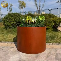 Jardinières en acier Corten avec logo personnalisé, pots en acier patiné - Service de personnalisation directe usine
