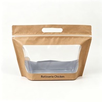 Sacs personnalisés en PE imprimé avec poignée, fenêtre transparente, film résistant à la chaleur, recyclables, en papier kraft, pour poulet rôti et aliments cuits