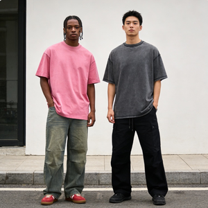 Camisetas personalizadas de alta calidad para hombre, estilo oversize, 100% algodón, informales, con impresión digital y bordado. - Product Image 1