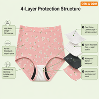 Ropa Interior Menstrual Desechable de Seda Helada sin Costuras con Estampado Floral para Mujer, Alternativa a las Bragas Menstruales, Venta al por Mayor de Fábrica