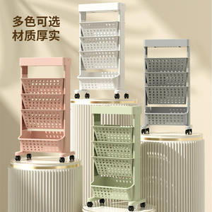 Estantería móvil para escritorio de estudiantes, estante de almacenamiento de plástico de 5 capas con ruedas para uso escolar, color blanco perla - Product Image 4