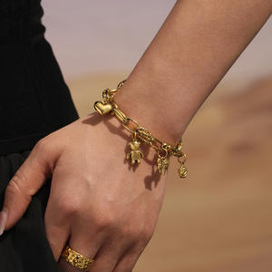 Mili แฮนด์เมดสร้อยข้อมือสแตนเลสสีทอง18K รูปโบว์รูปหัวใจหมีสไตล์ยุโรปอเมริกันอุปกรณ์เสริมหลายรูปแบบทางเรขาคณิตขายดี - Product Image 4