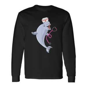 T-shirt à manches longues pour infirmière médicale, motif baleine Beluga, design baleine arctique - Product Image 1