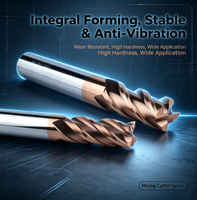 HRC55/60/65 3-8mm CNC Steel Tool Milling Cutter End Mill dengan Lapisan AlTin 4-Flute Carbide 35 Helix Angle