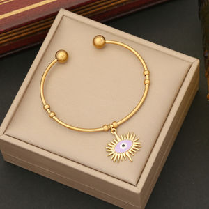 G4274 venta al por mayor ajustable Ojo Azul brazalete chapado en oro azul ojo brazaletes joyería con ojo de la suerte moda encanto regalos - Product Image 6