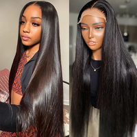 Perruques Lace Front 5*5 en Cheveux Vierges Cambodgiens, Dentelle HD Transparente, 100% Cheveux Humains Grade 12A, Sans Colle, Cheveux de Bébé, Longue Longueur