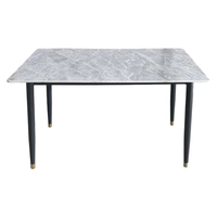Table à manger de luxe convertible en pierre frittée, plateau en marbre moderne, rectangulaire, imperméable, éco-responsable, pieds en métal, pour chambre d'hôtel