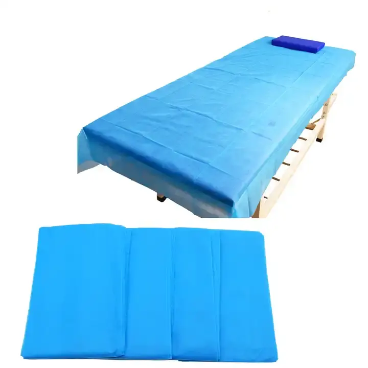 Waterproof blue customizable size SMS disposable medical non-woven bed sheet and cost effective sheet for clinic nursing beds