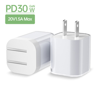 Cargador de Pared USB-C Tipo C PD de 30 W, Enchufe Estadounidense Plegable, Adaptador Europeo, Mini Cargador de Teléfono GaN para iPhone y Android