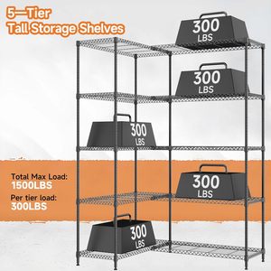 MZG Open Design Adjustable Pantry Kitchen Wire <b>Rack</b> High Capacity Garage Corner 5 Tier Metal Wire Storage Shelving - Product Image 2
