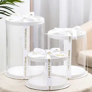 豪华可定制标志婚礼圆形透明环保高塑料透明蛋糕盒