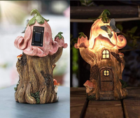 Patung peri LED, patung kupu-kupu merah muda taman, Vila, Resin untuk halaman ruang tamu, Kamar tidur, dekorasi halaman