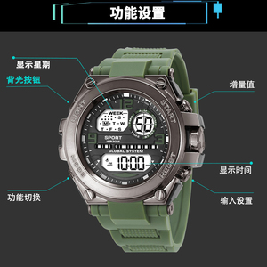 Nouvelle montre numérique de randonnée pour homme, multifonctionnelle, lumineuse et chronographe - Product Image 5