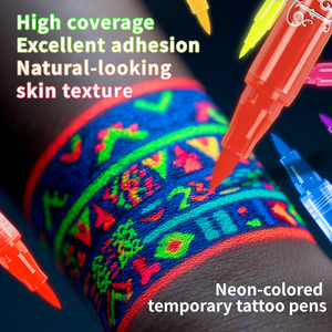 Custom UV <strong>Temporary</strong> <strong>Tattoo</strong> Marker <strong>Pens</strong> with Sticker Brush Tip Waterproof Glow in the Dark <strong>Temporary</strong> <strong>Tattoo</strong> for Body Painting - Product Image 5