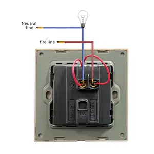 Interruptor de iluminação com soquete de abertura única, painel de vidro temperado, luz indicadora de 86V, 16A, 250V, compatível com PC EUA, Reino Unido, UE