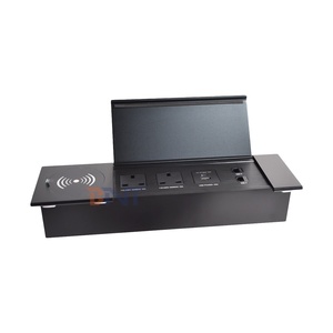 Tiêu chuẩn 2 Anh Ổ cắm điện hợp kim nhôm máy tính để bàn Ổ cắm điện trượt Bìa USB sạc Ổ cắm sạc không dây IP44 - Product Image 5