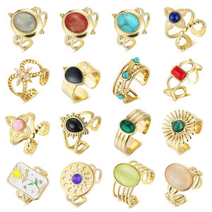 Bague ouverte tendance avec 26 lettres anglaises, plaquée or 18 carats, bague articulée, personnalité A B C D, bijoux en acier inoxydable pour femmes - Product Image 4